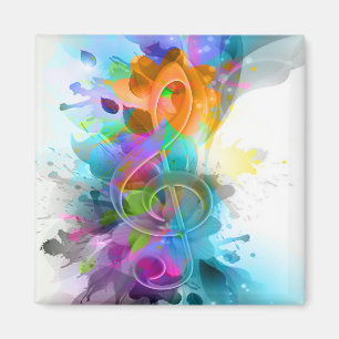 Aimant Belle aquarelle colorée Splatter note de musique