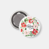 Aimant Belle aquarelle couronne de Noël Joyeux (Recto/Verso)