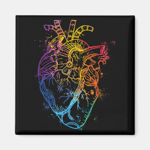 Aimant Belle Arc-en-ciel Aquarelle Cœur Organe Humain Bo