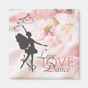 Aimant Belle Ballerina et Fleurs Live Love Dance