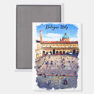 Aimant Belle Bologne Italie Aquarelle Voyage