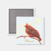 Aimant Belle cardinale Oiseau et soleil (Recto/Verso)