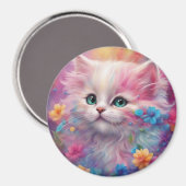 Aimant Belle Chat Blanc Fluffy (Recto/Verso)