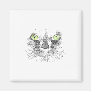 Aimant Belle Chat Noir Face Gros yeux verts Cool Hallo