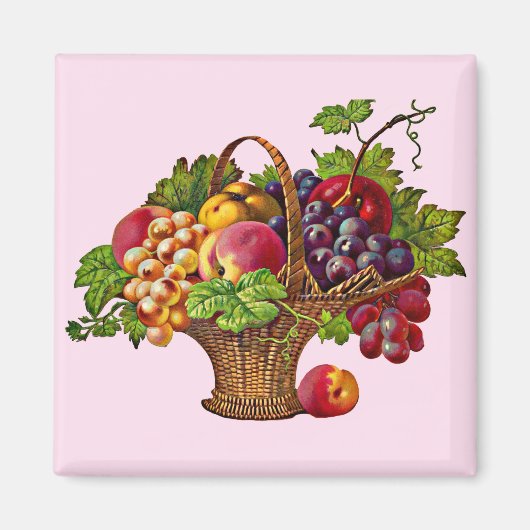 Aimant belle corbeille de fruits victoriens (Devant)