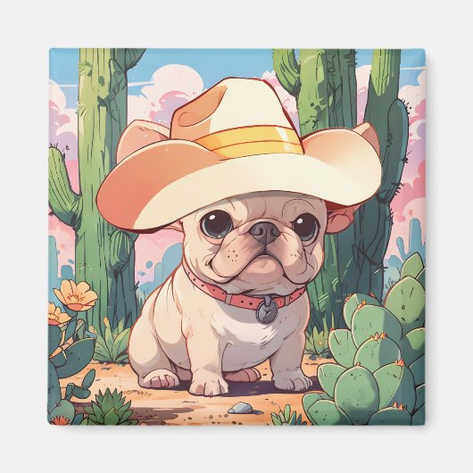 Aimant Belle cowboy pastel français Bulldog (Devant)
