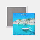 Aimant Belle Crète Grèce Ocean Peinture (Recto/Verso)