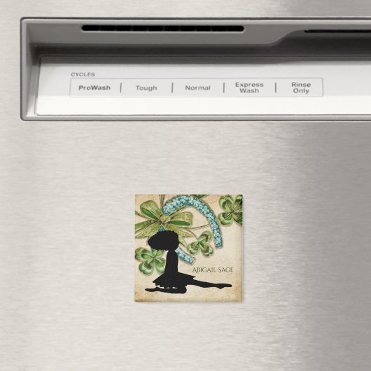 Aimant Belle danseuse irlandaise, Shamrock et fer à cheva (In Situ (Lave-vaisselle))