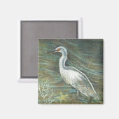 Aimant Belle Egret Shorebird Beach House Art (Recto/Verso)