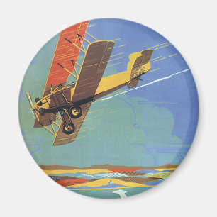 Aimant Belle Époque Voyage et Transport Antique Biplan