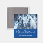 Aimant Belle équipe Cheval hiver Photo Noël (Recto/Verso)