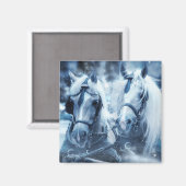 Aimant Belle équipe de chevaux Photo d'hiver (Recto/Verso)