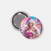 Aimant Belle fille de Noël rose 01 (Recto/Verso)