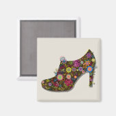Aimant Belle Fleur & Chaussure Oiseau Retro (Recto/Verso)