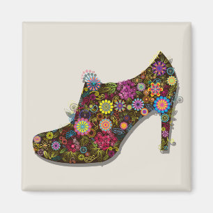 Aimant Belle Fleur & Chaussure Oiseau Retro