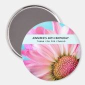 Aimant Belle Fleur rose Gros plan Photo Anniversaire (Recto/Verso)