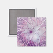 Aimant Belle fleur rose moderne art fractal abstrait (Recto/Verso)