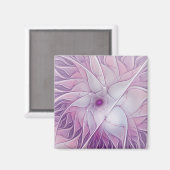 Aimant Belle Fleur rose moderne Fractal Art Abstrait (Recto/Verso)