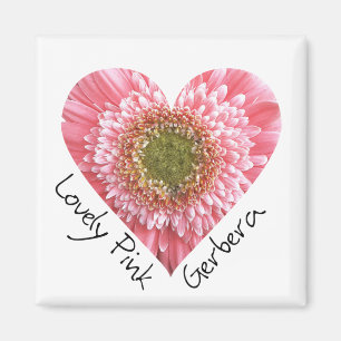 Aimant Belle gerbera rose - Forme de coeur