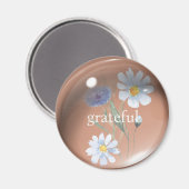 Aimant Belle goutte d'eau 3D avec Fleurs Ochre (Recto/Verso)