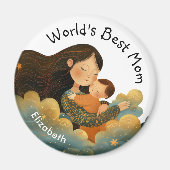 Aimant Belle illustration de Mère & Enfant | Fête des mèr (Devant)