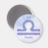 Aimant Belle Libra Astrologie Signe Personnalisé Violet (Recto/Verso)