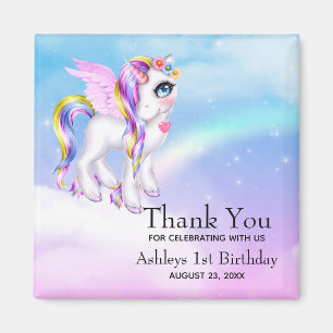 Aimant Belle licorne avec Rainbow Mane Merci