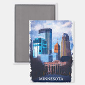 Aimant Belle Minneapolis Minnesota Skyline (Recto/Verso)