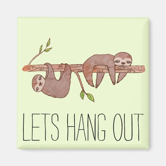 Aimant Belle paire de paresseux bébé sur une branche d'ar (Devant)