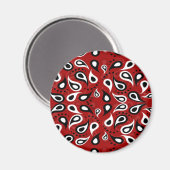 Aimant Belle Paisley blanc noir et rouge motif (Recto/Verso)