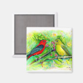 Aimant Belle Peinture à l'aquarelle pour les tanagers d'a (Recto/Verso)