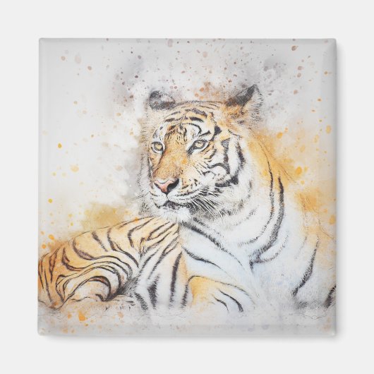 Aimant Belle peinture sur tigre du Bengale (Devant)