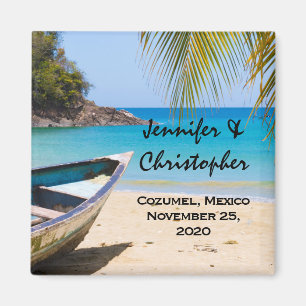 Aimant Belle plage tropicale avec un Mariage en bateau