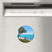 Aimant Belle Plage Tropicale Palme Ventilée (In Situ (Lave-vaisselle))