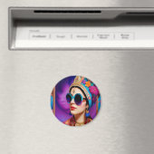 Aimant Belle princesse avec lunettes de soleil (In Situ (Lave-vaisselle))