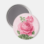 Aimant Belle rose rose vintage (Recto/Verso)
