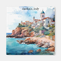 Belle Sardaigne Italie Aquarelle Voyage