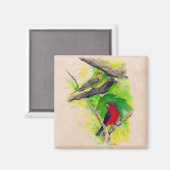 Aimant Belle Scarlet Tanagers Oiseaux Peinture (Recto/Verso)