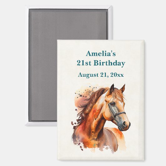 Aimant Belle Sorrel Horse Anniversaire Enregistrer la dat (Recto/Verso)