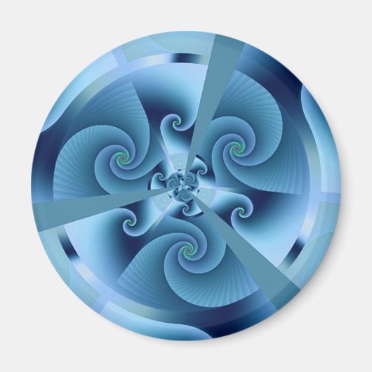 Aimant Belle Spirale Bleue Belle Fractale Art (Devant)