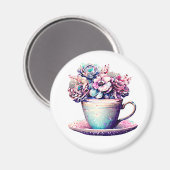Aimant Belle Teacup antique Fleurs Vintages (Recto/Verso)