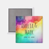 Aimant Belles couleurs arc-en-ciel Résumé Design Mariage (Recto/Verso)