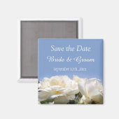 Aimant belles fleurs de rose blanches sauvent la date mar (Recto/Verso)