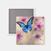 Aimant Belles fleurs et papillon (Recto/Verso)