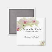 Aimant Belles orchidées blanches et roses chaudes Sauvez (Recto/Verso)