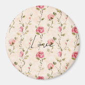 Aimant Belles Roses Crème Roses Fleuris Amour (Devant)