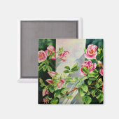 Aimant Belles roses roses roses, roses rouges, aquarelle  (Recto/Verso)