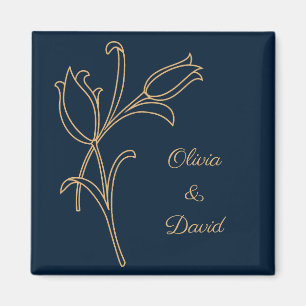 Aimant Belles tulipes Art Déco en or