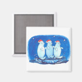 Aimant Béluga de Noël mignons dansant sur des vagues (Recto/Verso)