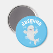 Aimant Béluga mignon bulles dessin de dessin animé (Recto/Verso)